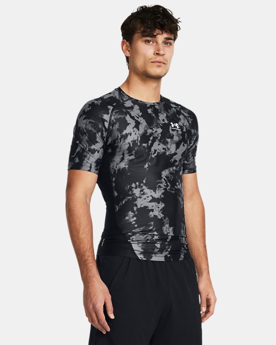 Men's HeatGear® Iso-Chill Printed Short Sleeve in Black image number 0